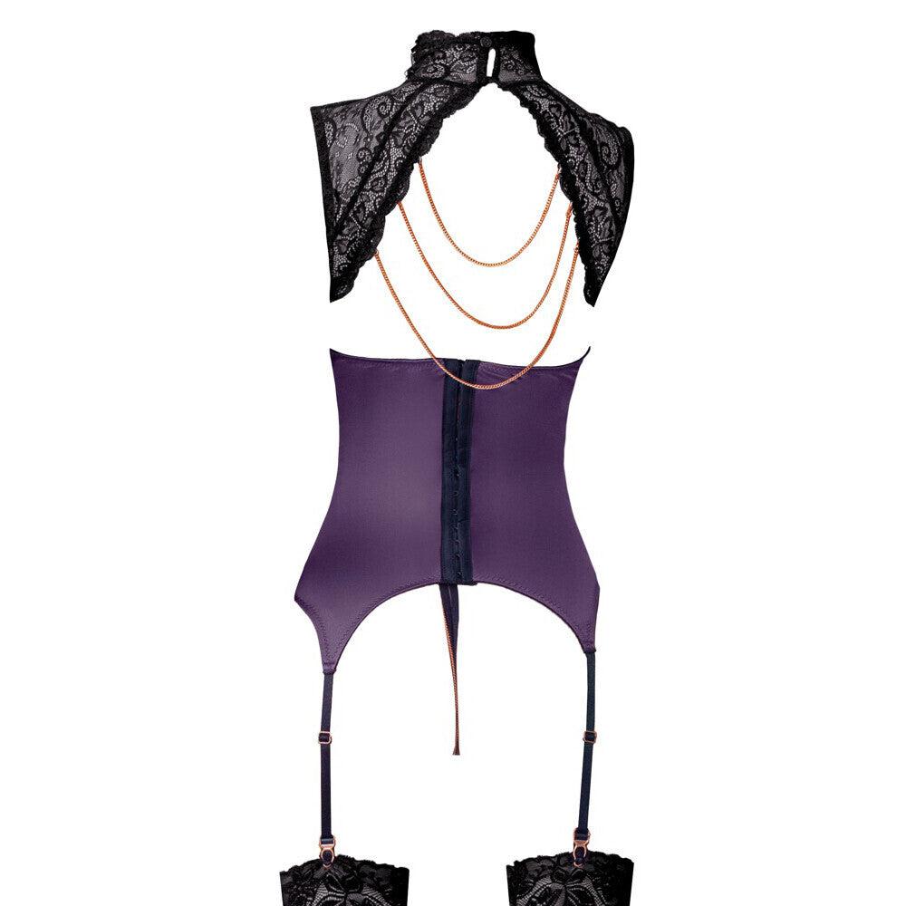 Abierta Fina Basque and Crotchless Set Chains-Katys Boutique
