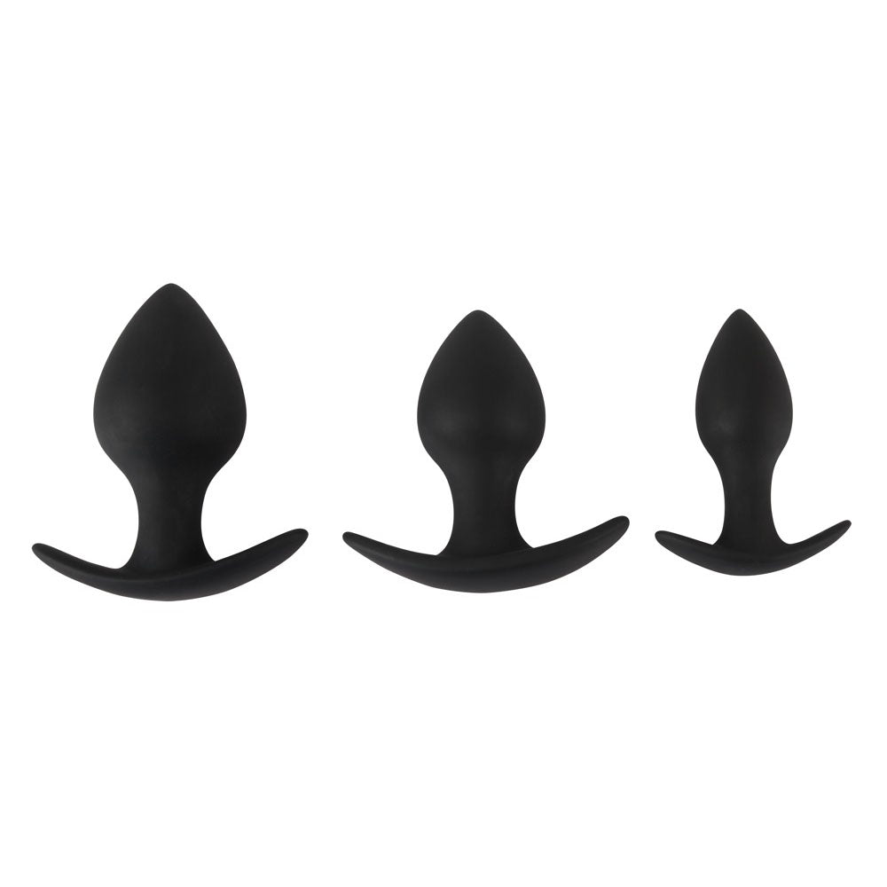 Black Velvet Silicone Three Piece Anal Training Set-Katys Boutique