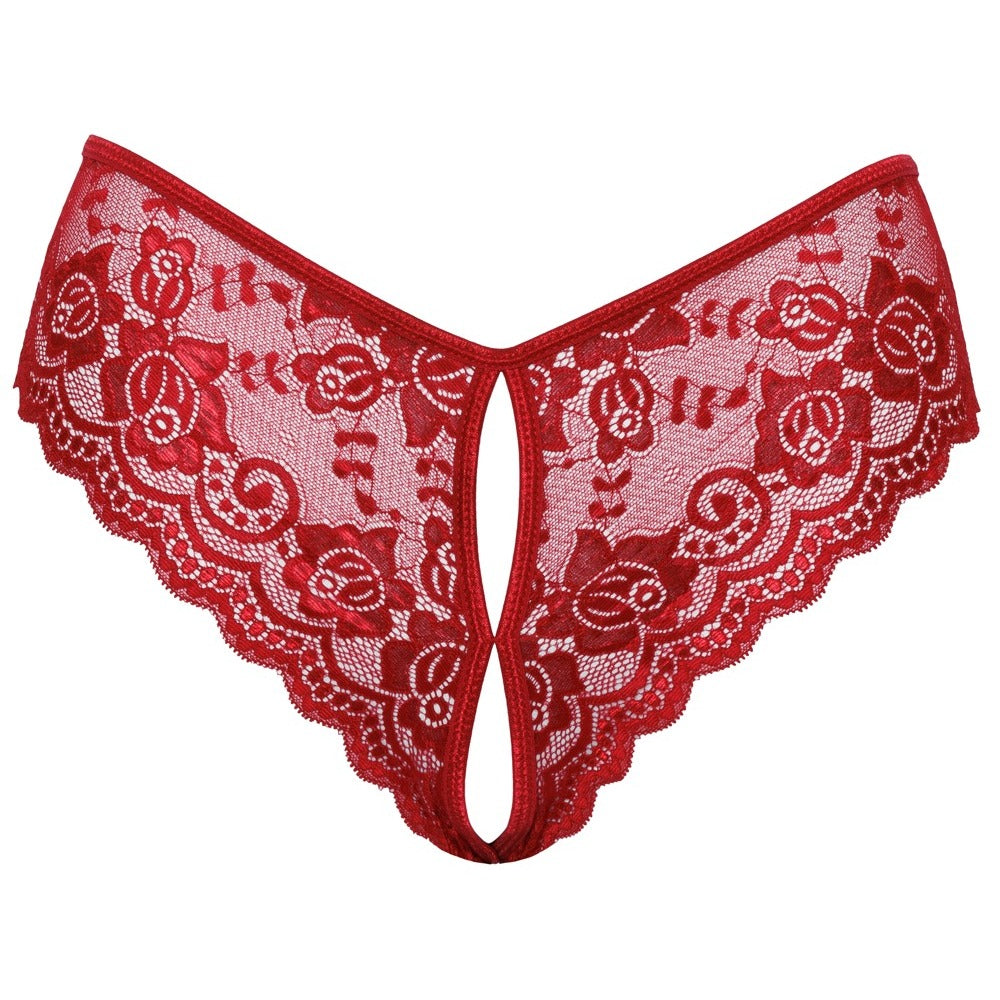 Cottelli Crotchless Panty Red-Katys Boutique