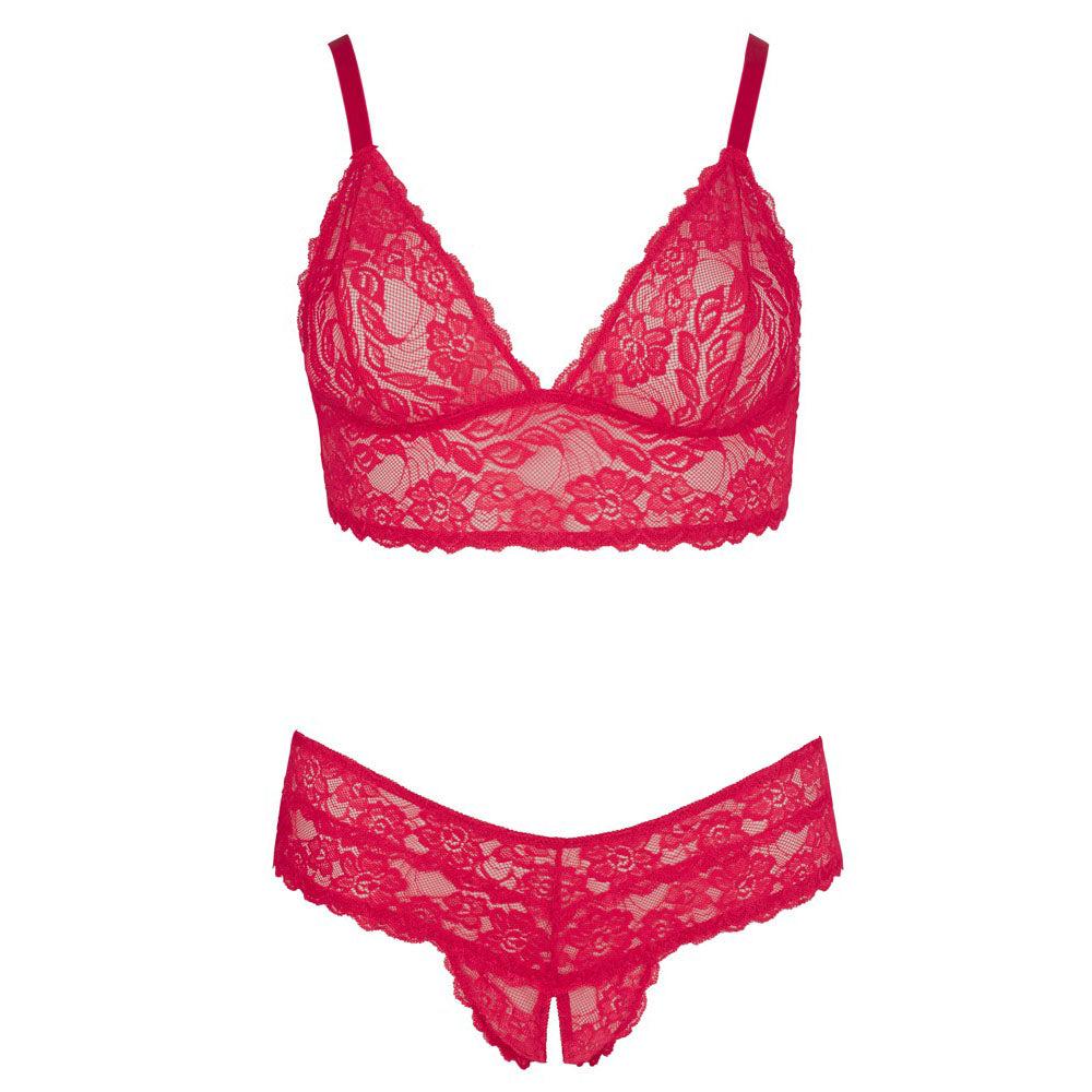 Cottelli Plus Size Red Lace Bra And Briefs-Katys Boutique