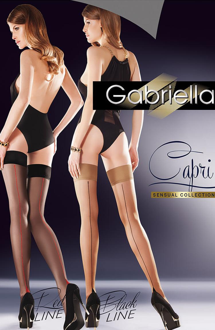 Gabriella Sensual Black Hold Ups With Red Line-Katys Boutique