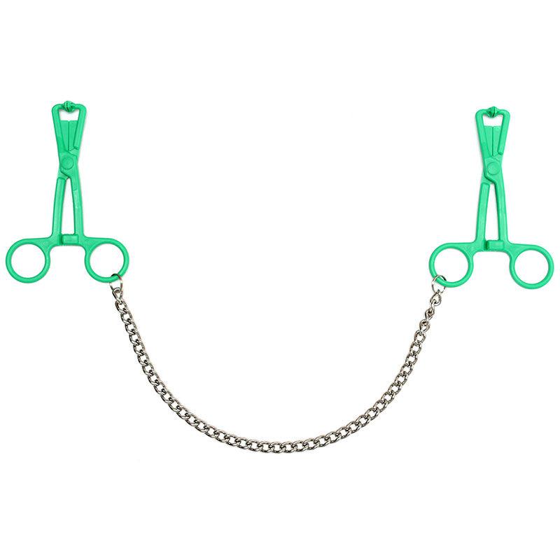 Green Scissor Nipple Clamps With Metal Chain-Katys Boutique