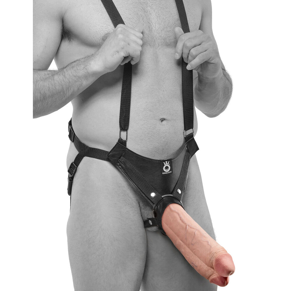 King Cock 11 Inch Flesh Two Cocks One Hole Hollow StrapOn-Katys Boutique