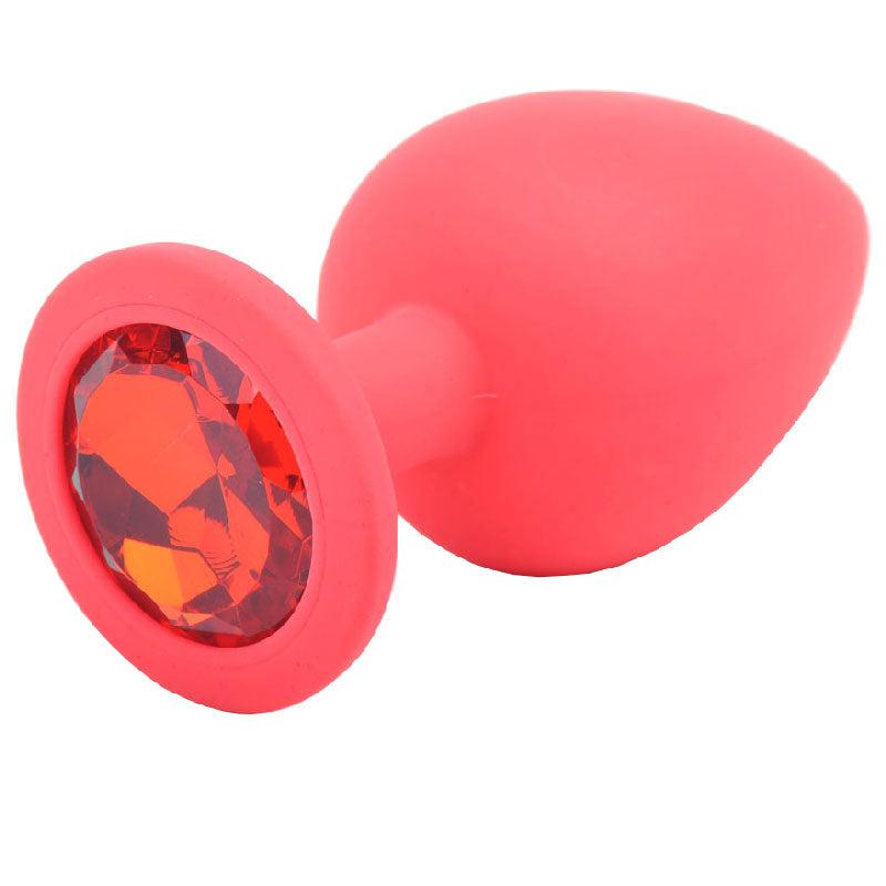 Large Red Jewelled Silicone Butt Plug-Katys Boutique