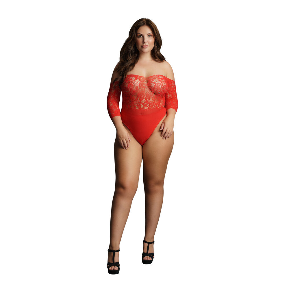 Le Desir Crotchless Rhinestone Teddy Red UK 14 to 20-Katys Boutique