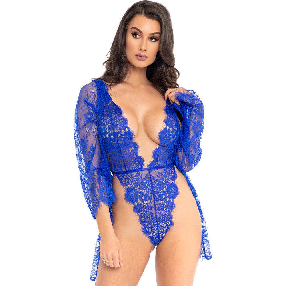 Leg Avenue Floral Lace Teddy and Robe-Katys Boutique