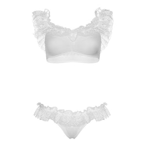 Leg Avenue Lace Ruffle Crop Top and Panty UK 8 to 14-Katys Boutique