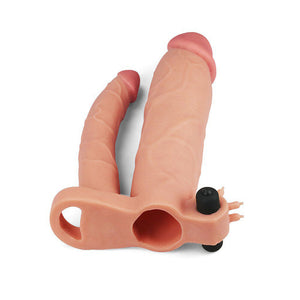 Lovetoy 3 Inch Vibrating Double Extender Flesh Pink-Katys Boutique