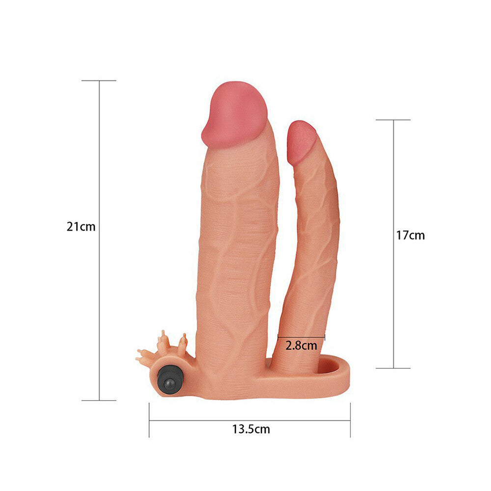Lovetoy 3 Inch Vibrating Double Extender Flesh Pink-Katys Boutique