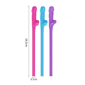 Lovetoy Pack Of 9 Willy Straws Blue Pink And Purple-Katys Boutique