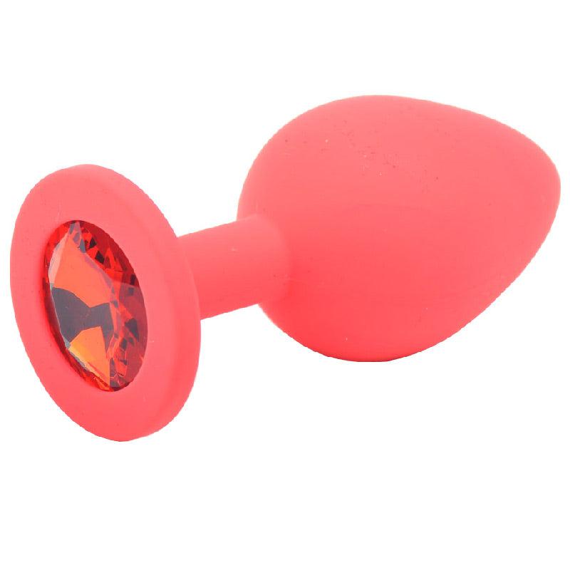 Medium Red Jewelled Silicone Butt Plug-Katys Boutique