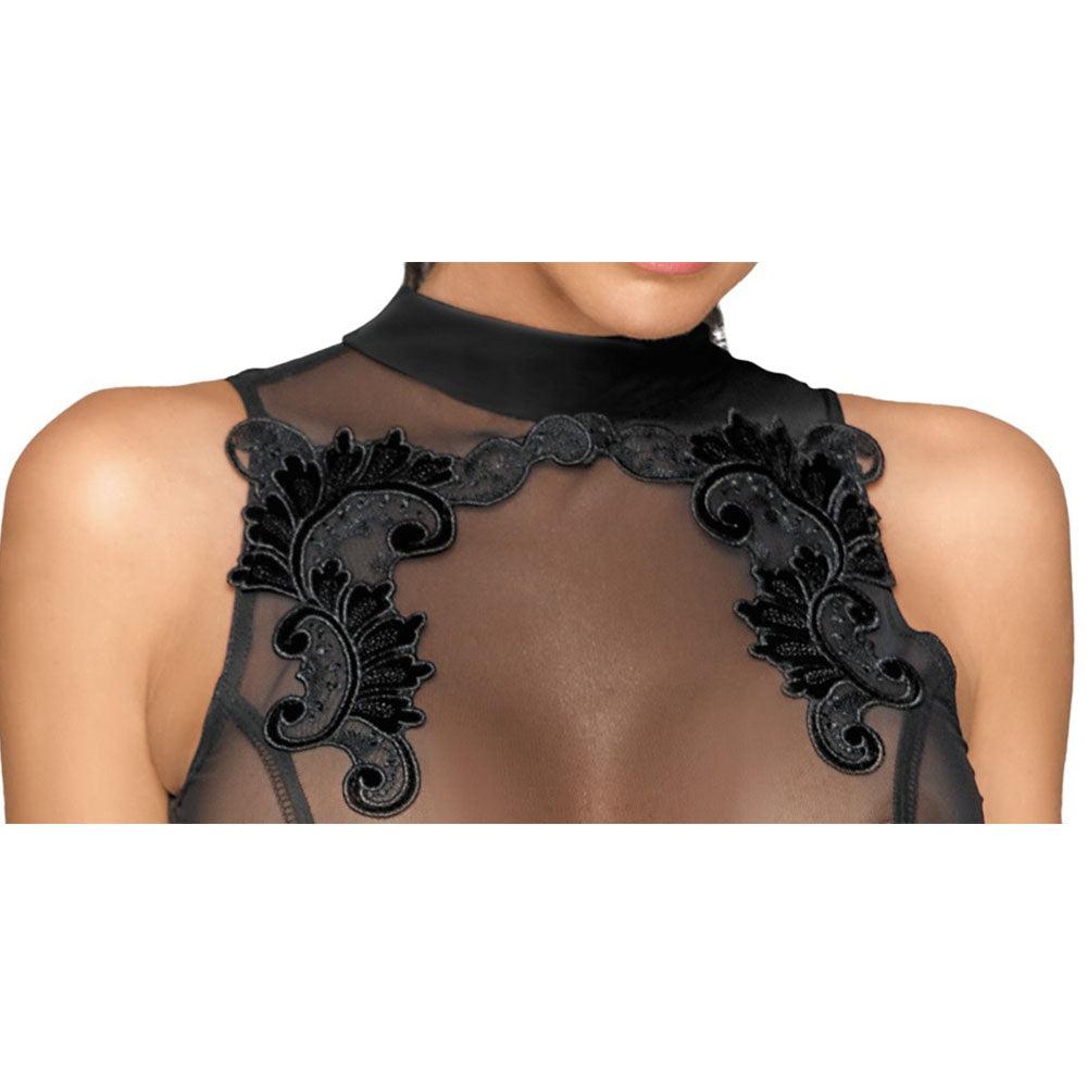 Noir Sheer and Wet Look Sleeveless Dress-Katys Boutique