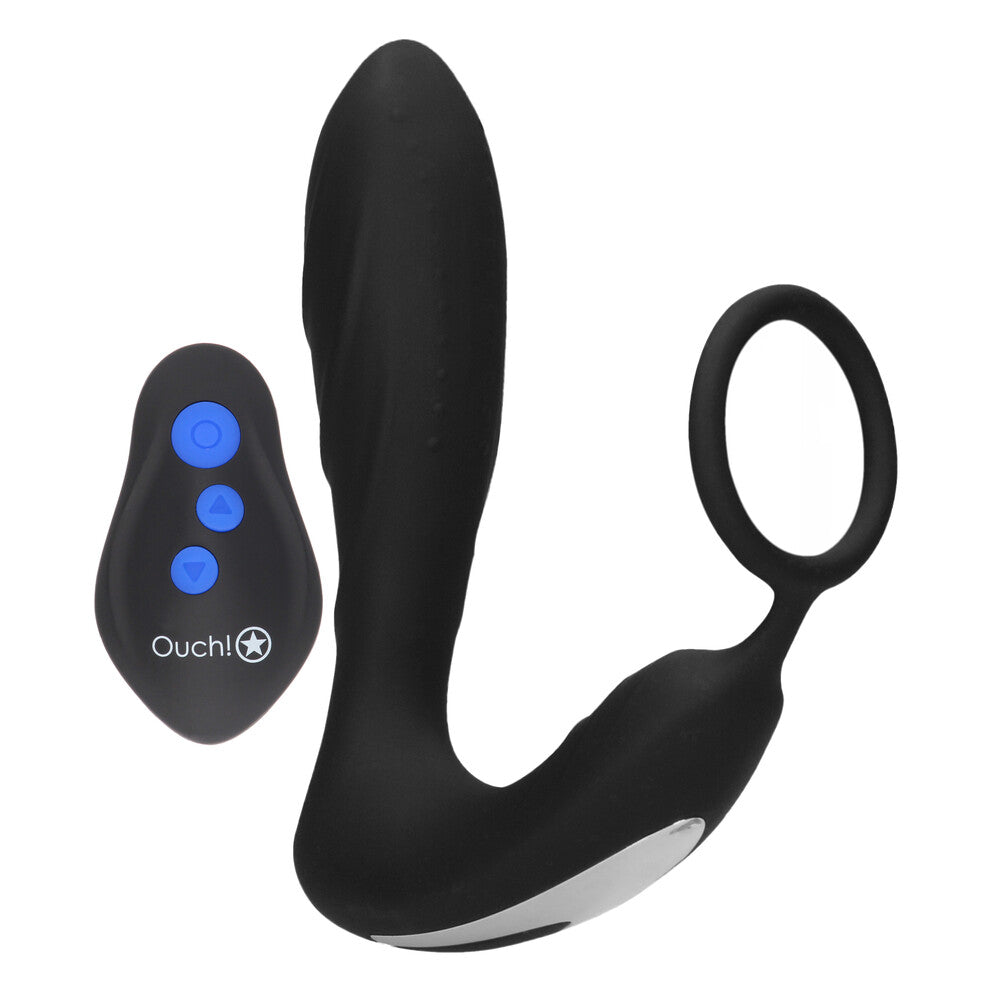 Ouch E Stimulation And Vibration Butt Plug And Cock Ring-Katys Boutique