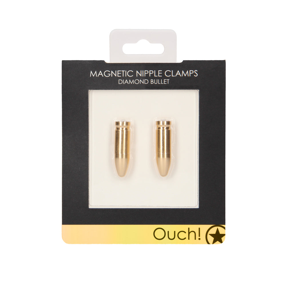 Ouch Magnetic Nipple Clamps Diamond Bullet Gold-Katys Boutique
