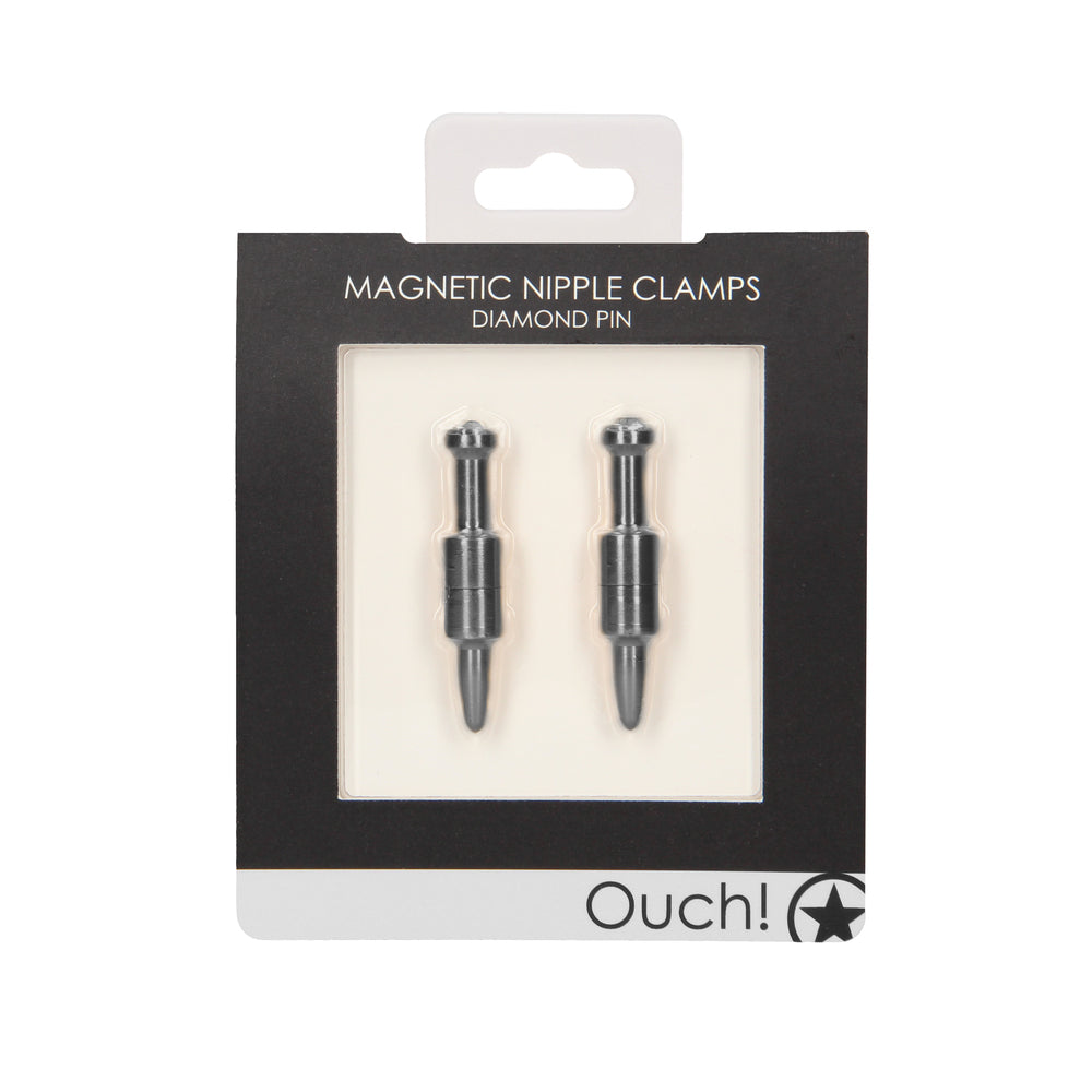 Ouch Magnetic Nipple Clamps Diamond Pin Grey-Katys Boutique