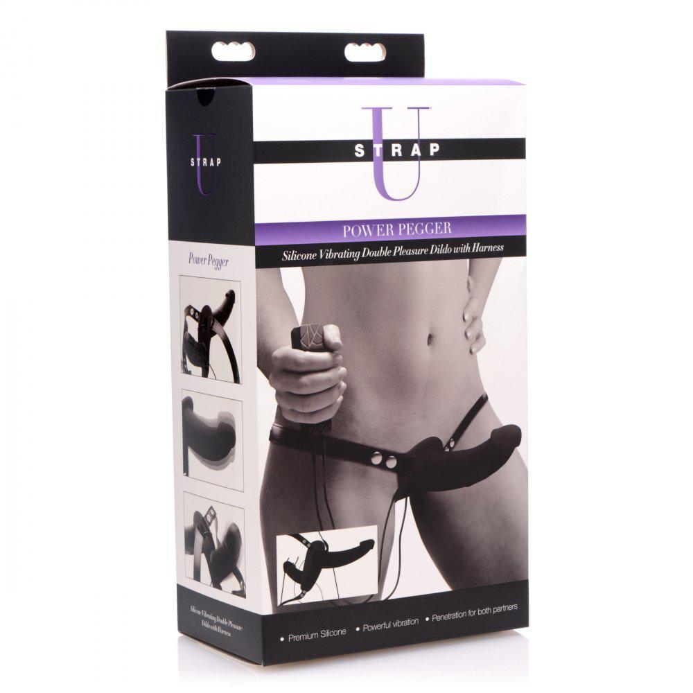 Power Pegger Silicone Vibrating Double Dildo With Harness-Katys Boutique