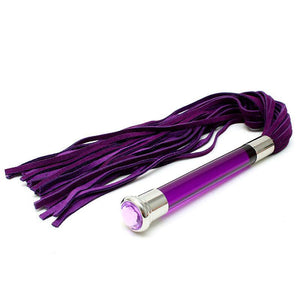 Purple Suede Flogger With Glass Handle And Crystal-Katys Boutique