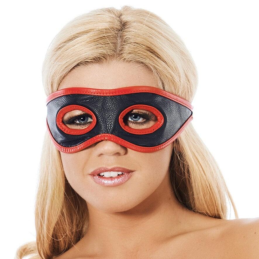 Red And Black Leather Mask-Katys Boutique