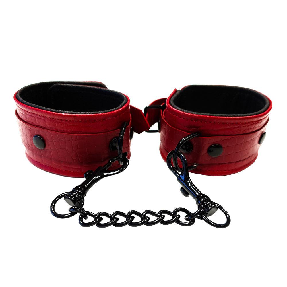 Rouge Garments Leather Croc Print Wrist Cuffs-Katys Boutique