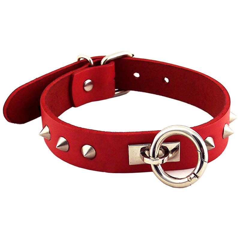 Rouge Garments Red Studded ORing Studded Collar-Katys Boutique