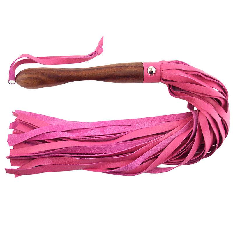 Rouge Garments Wooden Handled Pink Leather Flogger-Katys Boutique