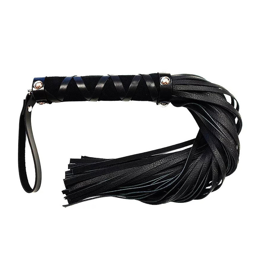 Rouge Short Leather Flogger With Studs-Katys Boutique