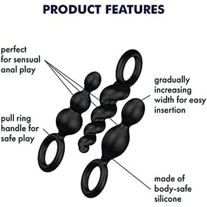 Satisfyer Booty Call Set Of 3 Black Anal Plugs-Katys Boutique