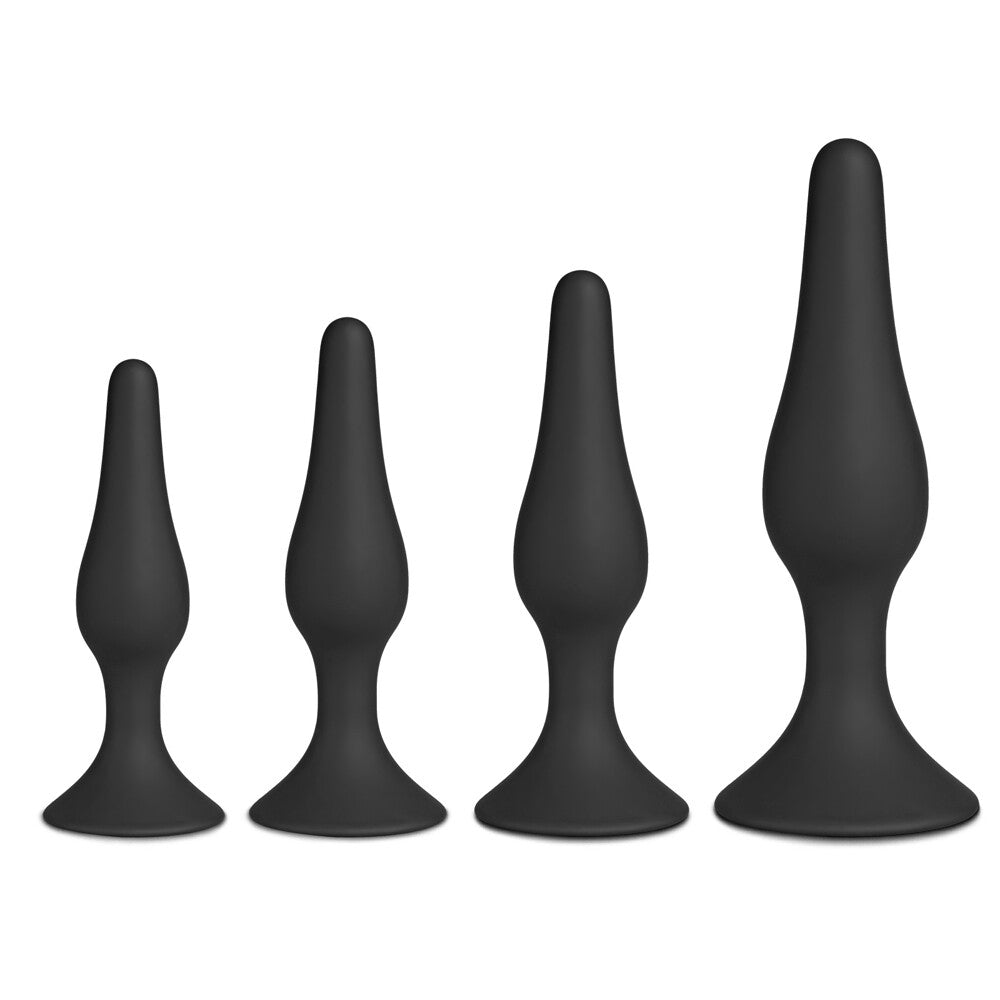Set of Four Silicone Butt Plugs Black-Katys Boutique