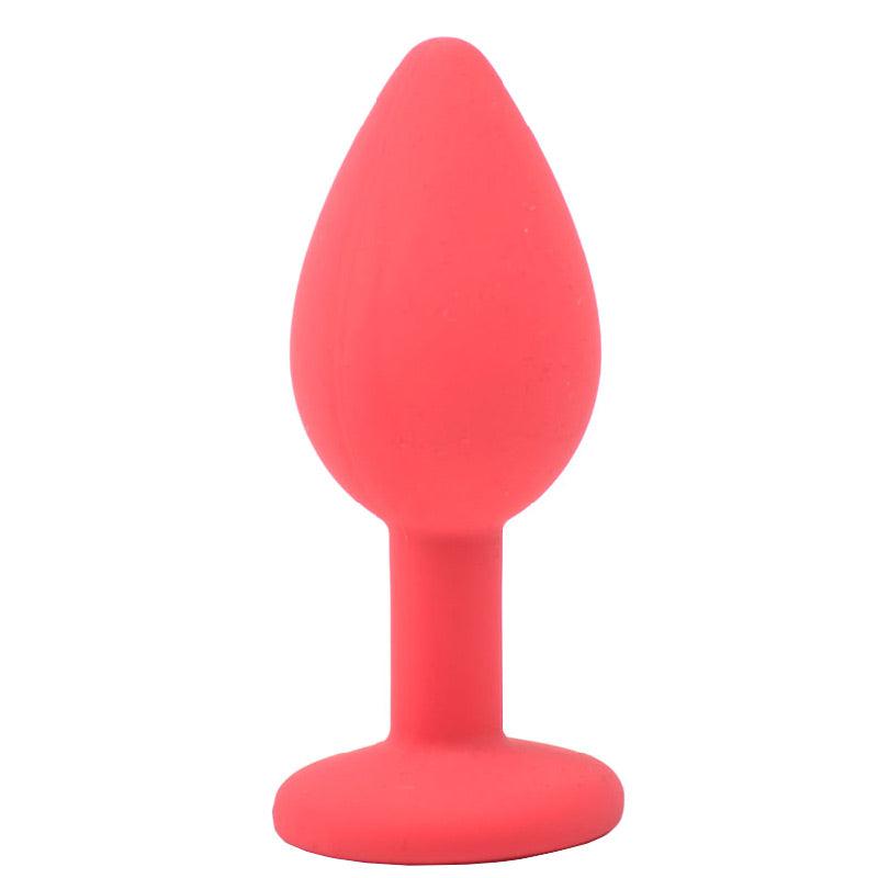 Small Red Jewelled Silicone Butt Plug-Katys Boutique