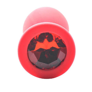 Small Red Jewelled Silicone Butt Plug-Katys Boutique