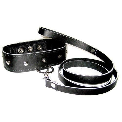 SportSheets Leather Leash And Collar-Katys Boutique