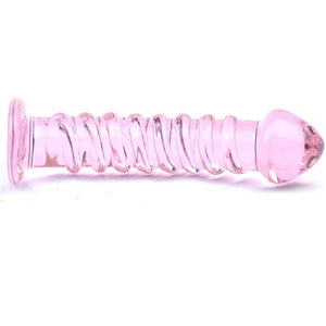 Textured Pink Glass Dildo-Katys Boutique