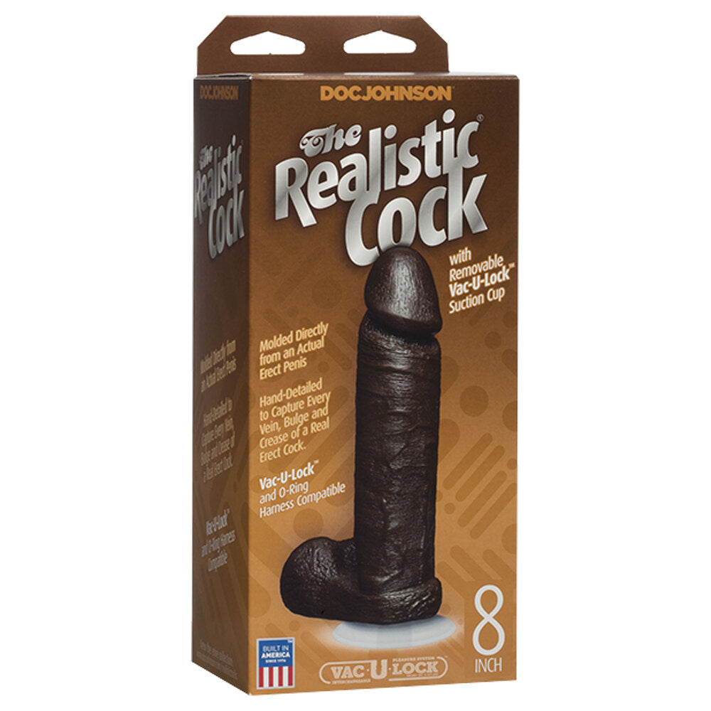 The Realistic Cock 8 Inch Dildo Black-Katys Boutique