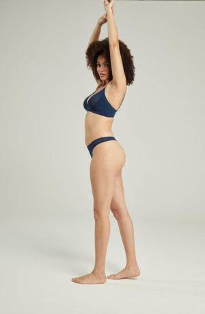 The Sheer Deco Barely There Thong Navy-Katys Boutique