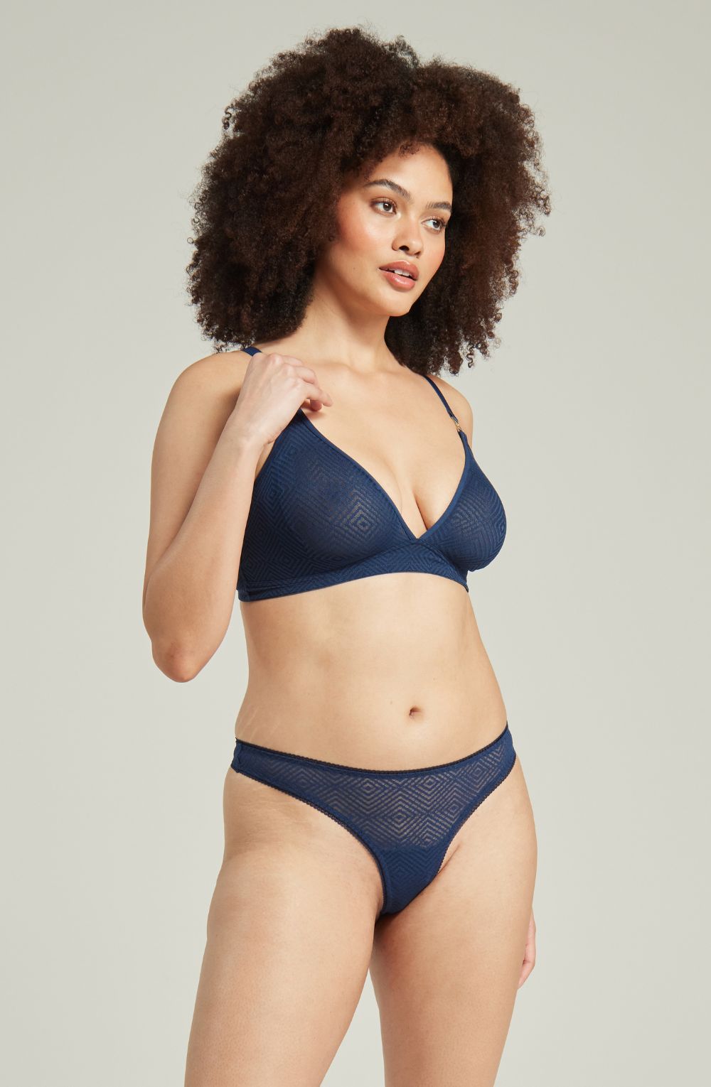 The Sheer Deco Easy Does It Bralette Navy Up To G Cup-Katys Boutique