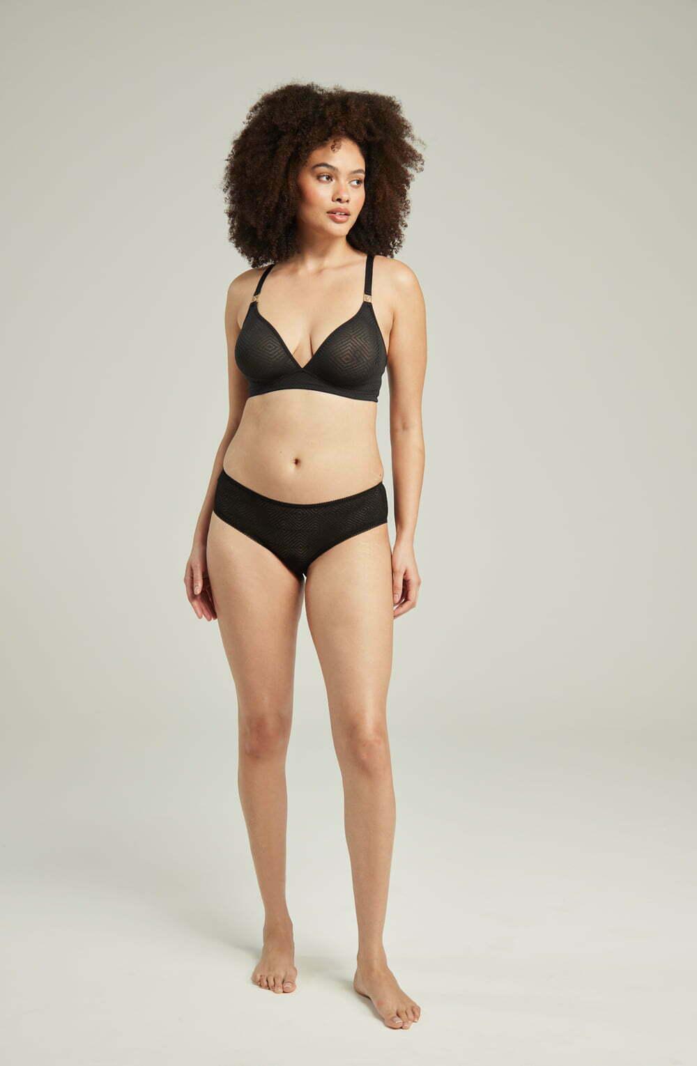 The Sheer Deco Hipster Brief Black-Katys Boutique