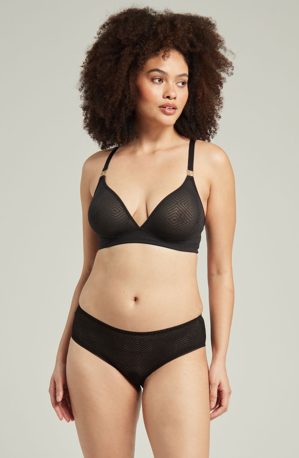 The Sheer Deco Hipster Brief Black-Katys Boutique