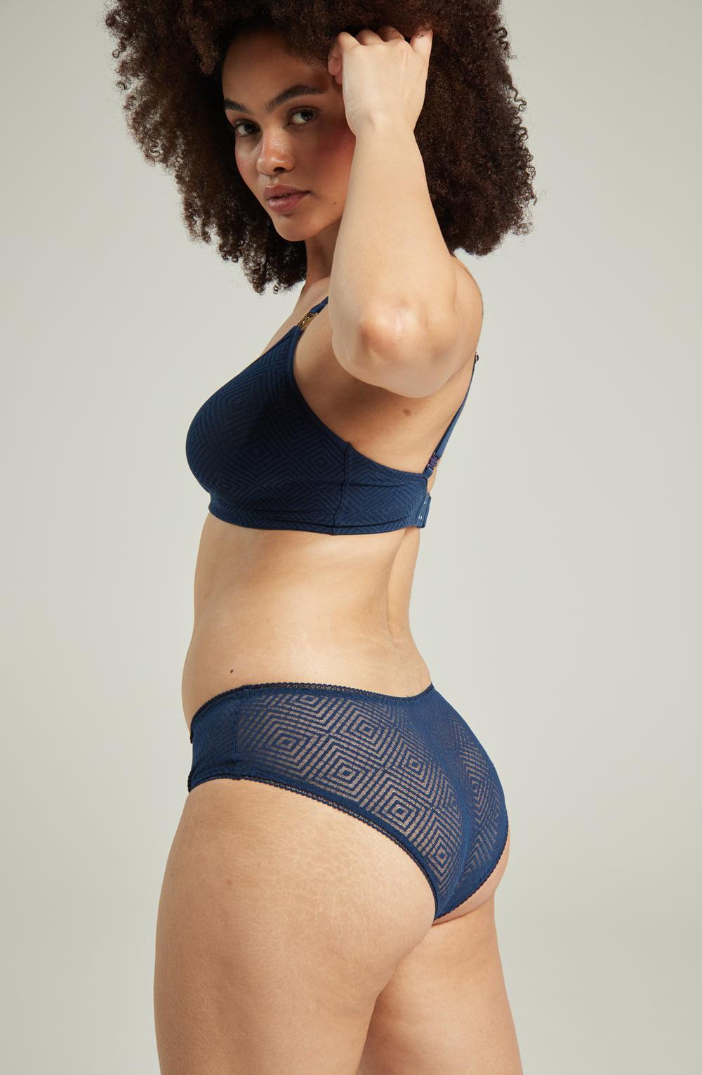The Sheer Deco Hipster Brief Navy-Katys Boutique
