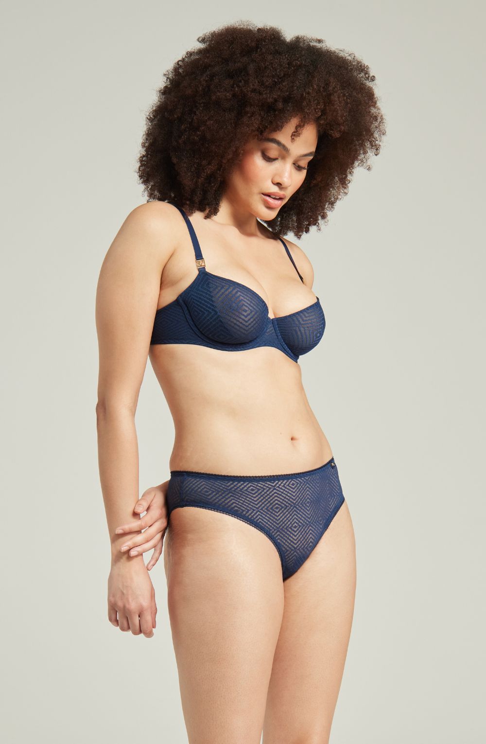 The Sheer Deco Lift Balcony Bra Navy Up To Gg Cup-Katys Boutique