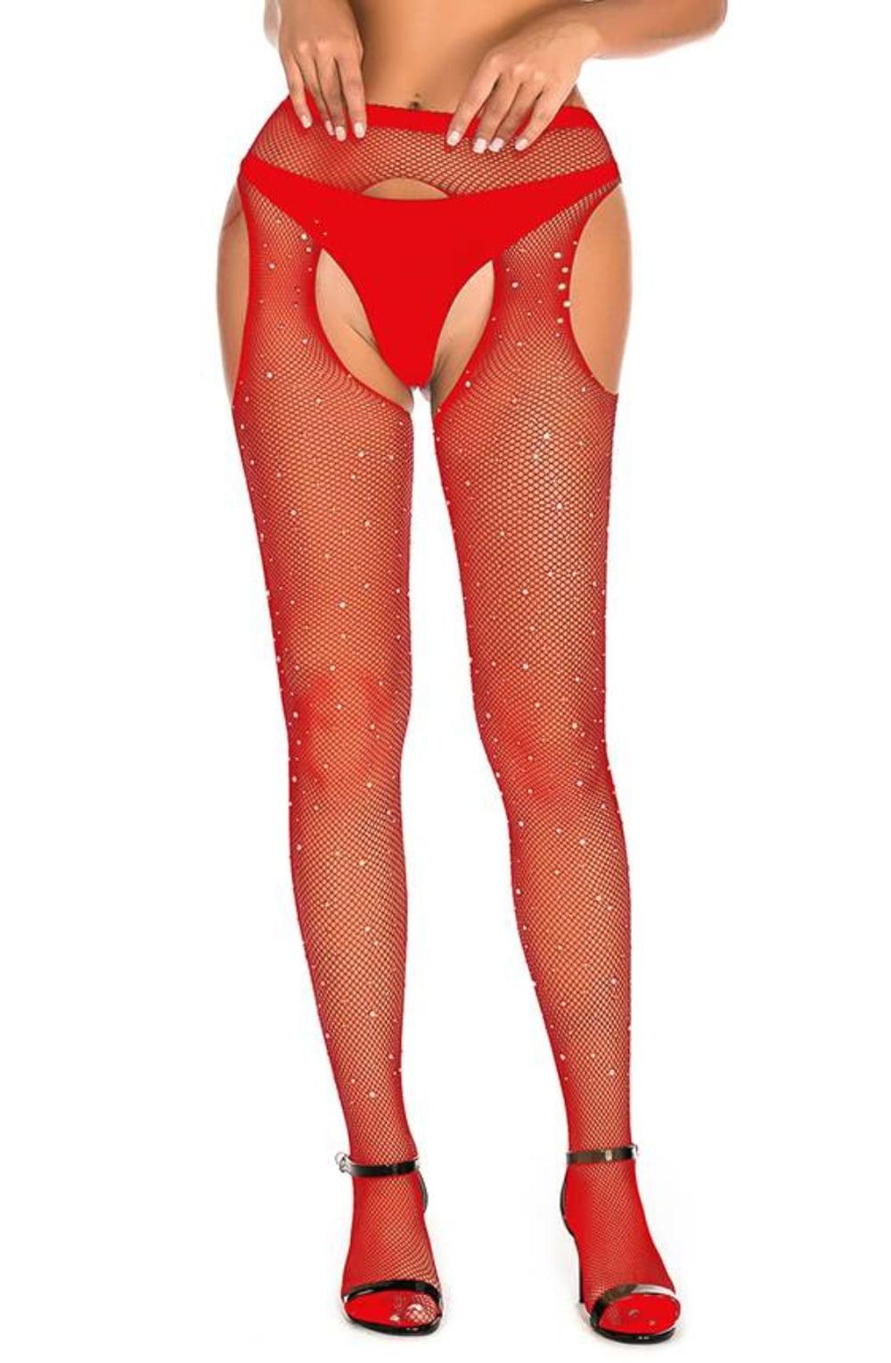 Yesx Yx852 Sparkly Fishnet Red Tights-Katys Boutique