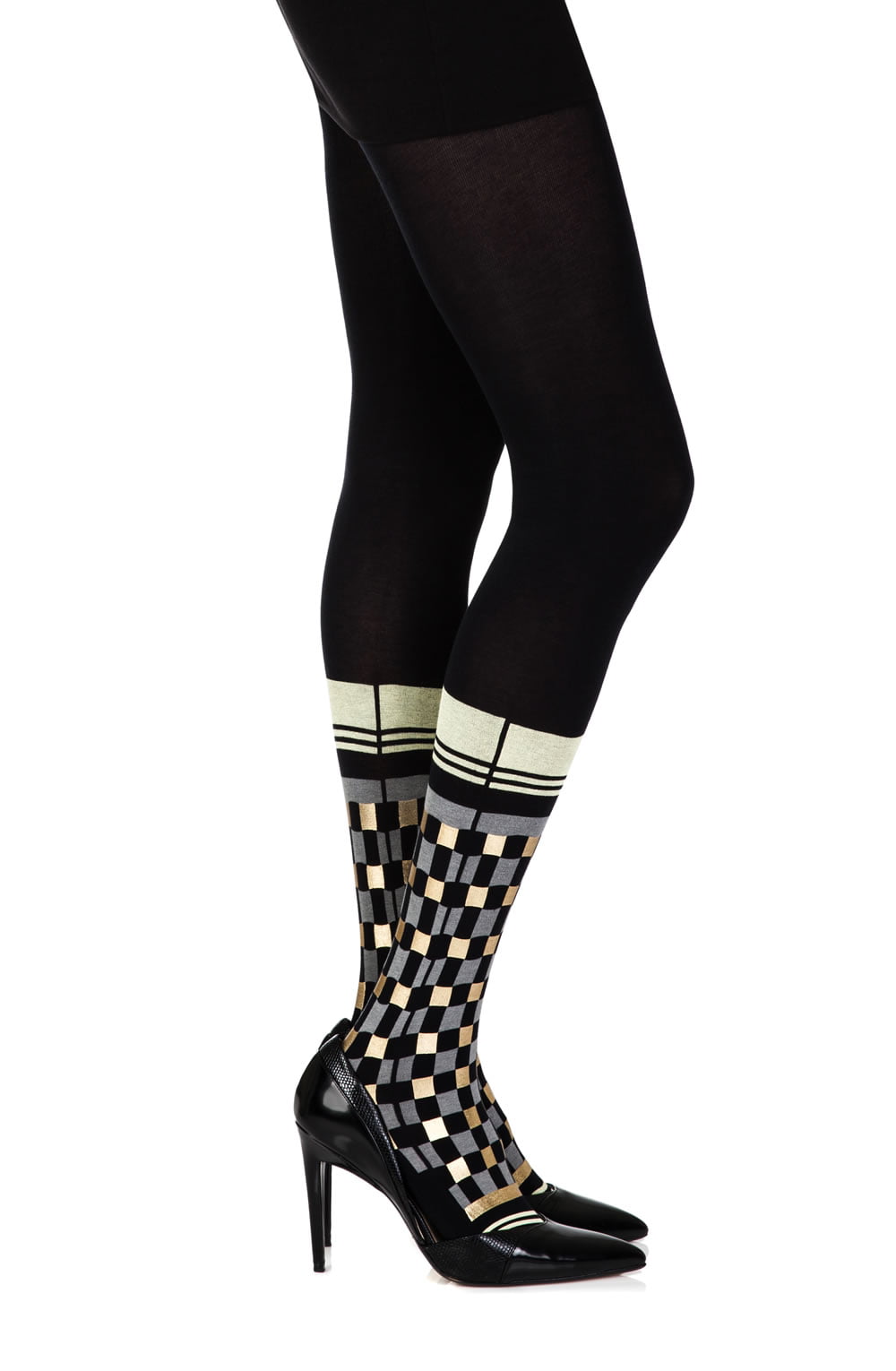 Zohara "Happy Socks" Black Print Tights-Katys Boutique