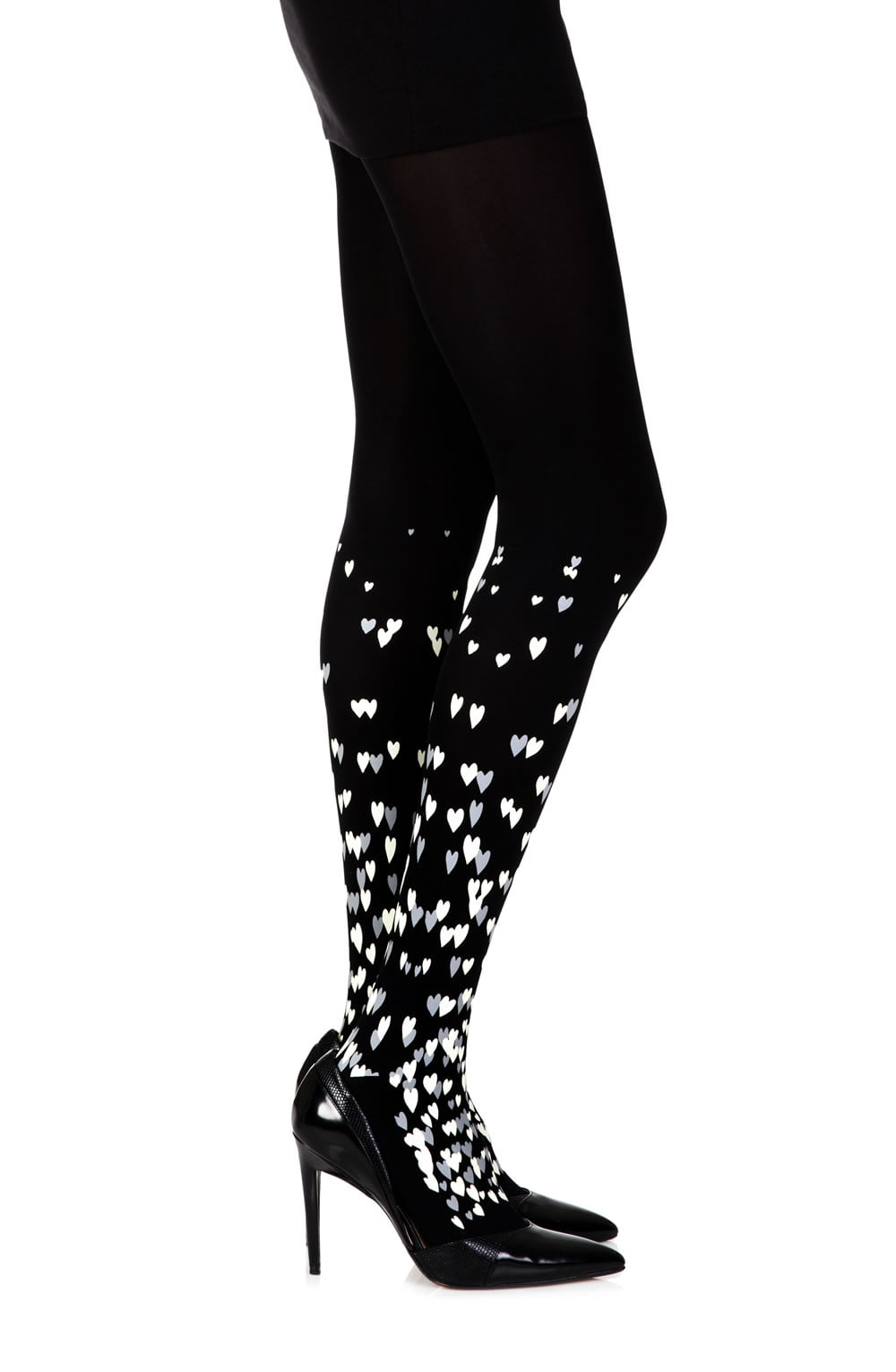 Zohara "Queen Of Hearts" Black Print Tights-Katys Boutique