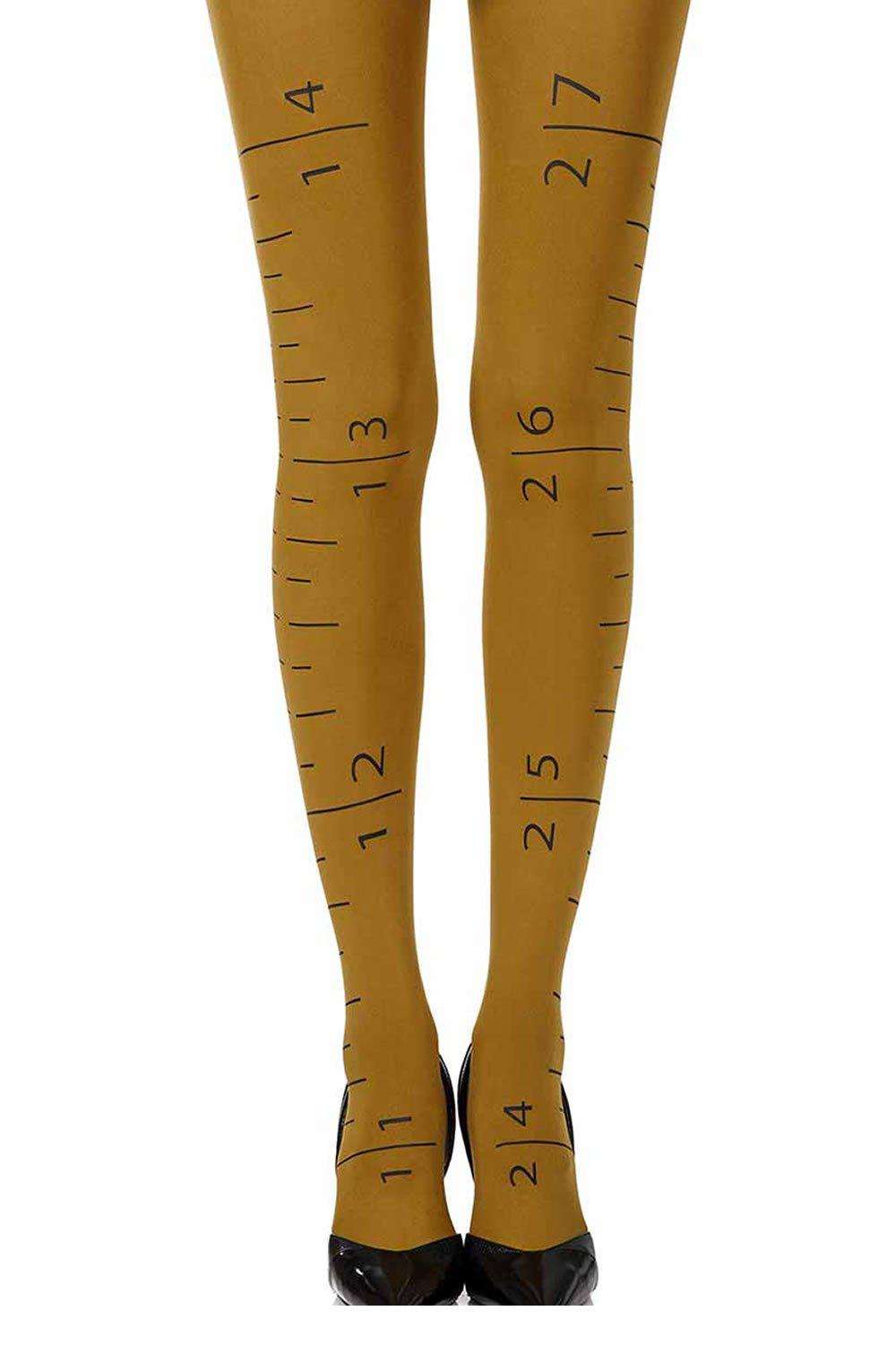 Zohara "Tape Measure" Mustard Print Tights-Katys Boutique