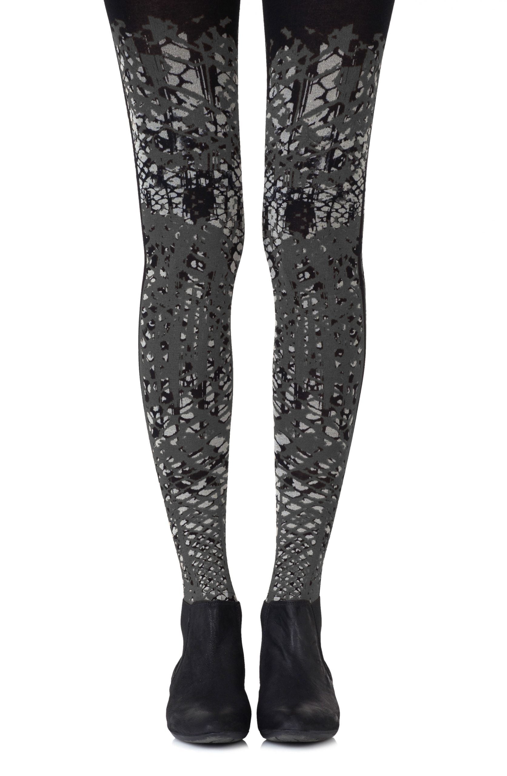 Zohara "Tip The Scale" Light Grey Print Tights-Katys Boutique